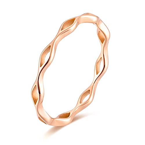 Mesnt Ring Rosegold Damen, Goth Ring Herren, Hohles Unendlichkeitssymbol, Dünner Bandring, Stapelbar Ring aus Edelstahl Roségold Größe 54 (17.2) von Mesnt