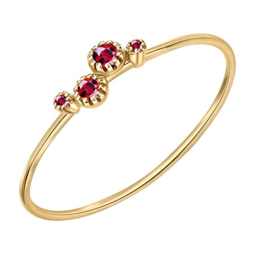 Mesnt Ring Rubin Gold, 18 Karat Gelbgold Ringe für Damen mit runder Form Roter Labor Erstellt Rubin, Größe 63 (20.1) von Mesnt