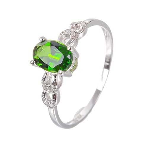 Mesnt Ring Weißgold Damen, 18K Weißgold Ring für Frauen with Diopsid und Im Labor hergestellter Diamant, Größe 65 (20.7) von Mesnt