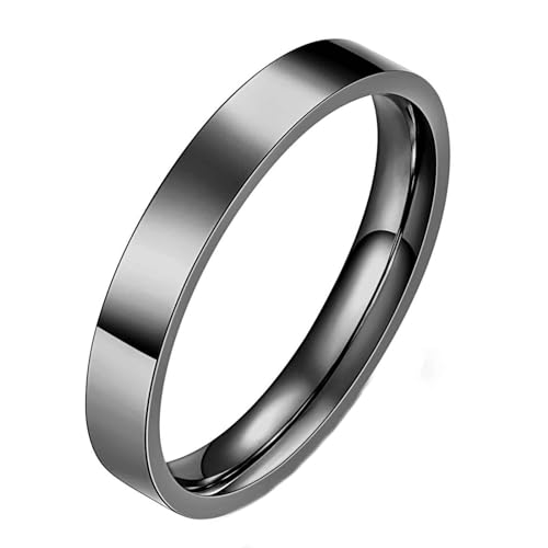Mesnt Ringe Frauen Edelstahl, Glatter flacher Fashion Ring 3MM aus 316L-Edelstahl für Herren Damen Schwarz, Größe 62 (19.7) von Mesnt