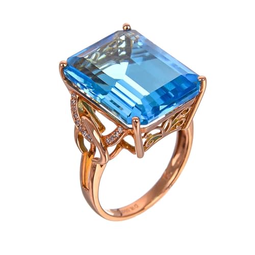 Mesnt Ringe Frauen Rosegold, 18K Rotgold Ring für Damen with Topas und Im Labor hergestellter Diamant, Größe 58 (18.5) von Mesnt