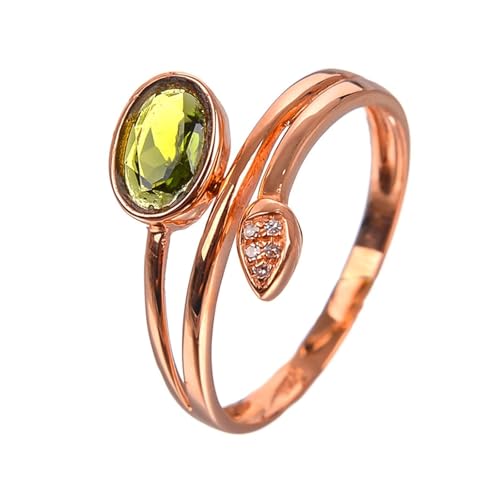 Mesnt Ringe Frauen Rosegold, 18K Rotgold Ring für Frauen with Turmalin und Im Labor hergestellter Diamant, Größe 61 (19.4) von Mesnt