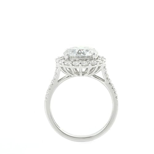 Mesnt Ringe Frauen Rosegold, Damen 14K Roségold Luxuriöser runder Moissanit-Verlobungs-Ehering (Größe Anpassen) von Mesnt