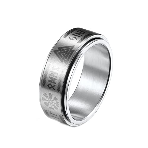 Mesnt Ringe Herren, Keltische Rune Fidget Spinner Ring Silber Größe 62 (19.7) von Mesnt
