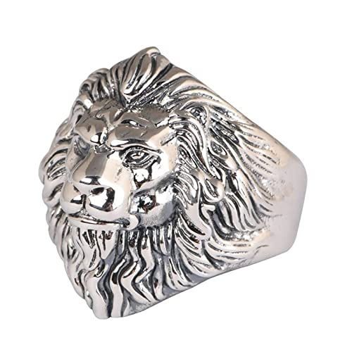 Mesnt Ringe Herren Silber, 925 Sterling Silber Löwenkopf Ring HerrenSilber, Größe Einstellbar von Mesnt