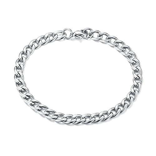 Mesnt Schmuck Armband Edelstahl Silber, Titan-Silber-Ketten-Kettenarmband für Herren Damen, Silber-5mm-18cm von Mesnt