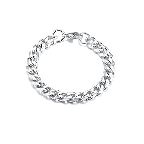 Mesnt Schmuck Unisex Armband Edelstahl Breit, Titan-Silber-Ketten-Kettenarmband für Herren Damen, Silber-3.6mm-23cm von Mesnt