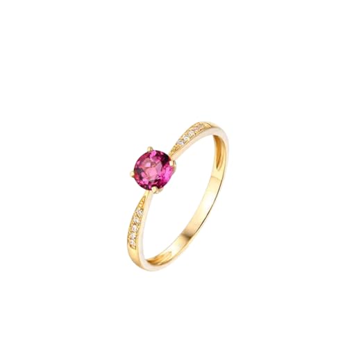 Mesnt Verlobungsring Damen Frauen, 18K Gelbgold Ring für Frauen with Turmalin 0.5ct und Im Labor hergestellter Diamant, Größe 57 (18.1) von Mesnt