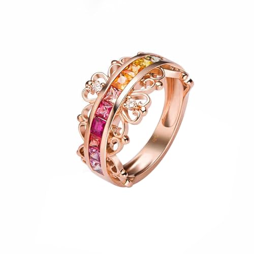 Mesnt Verlobungsring Damen Frauen, 18K Rotgold Ring für Frauen with 2.5x2.5mm Im Labor hergestellter Blauer Saphir 1.286ct und Im Labor hergestellter Diamant, Größe 62 (19.7) von Mesnt