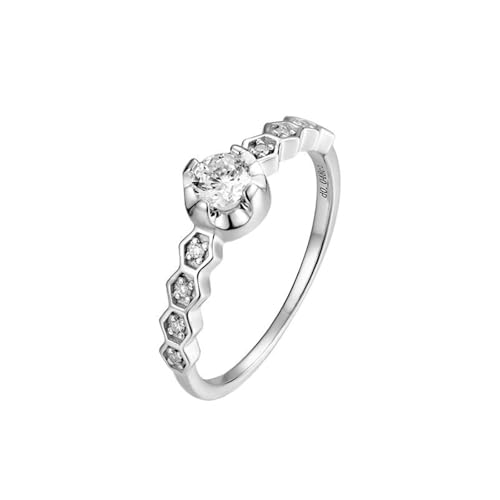 Mesnt Verlobungsring Damen Frauen, 18K Weißgold Ring für Frauen with Im Labor hergestellter Diamant 0.2ct und Im Labor hergestellter Diamant, Größe 65 (20.7) von Mesnt