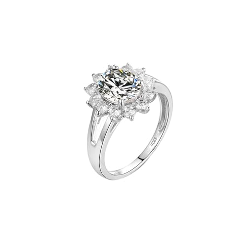 Mesnt Verlobungsring Damen Weißgold, 14K Weißgold Ring für Frauen with Moissanit, Größe 54 (17.2) von Mesnt