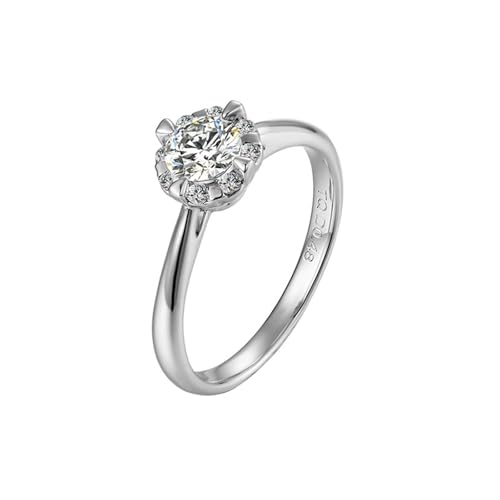 Mesnt Verlobungsring Damen Weißgold, 18K Weißgold Ring für Damen with Moissanit, Größe 50 (15.9)/P1909 von Mesnt