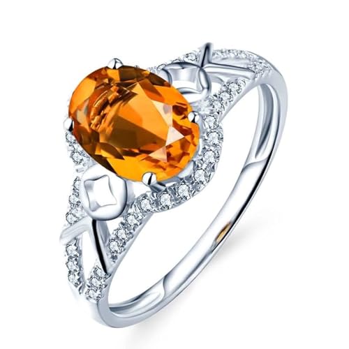Mesnt Verlobungsring Damen Weißgold, 18K Weißgold Ring für Frauen with Citrin 1.13ct und Im Labor hergestellter Diamant, Größe 61 (19.4) von Mesnt