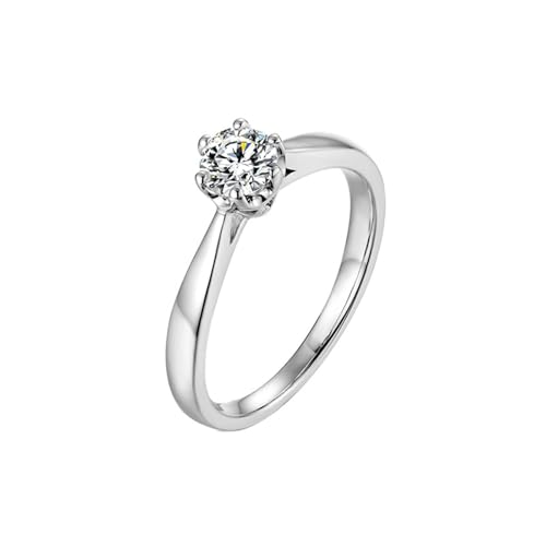Mesnt Verlobungsring Damen Weißgold, 18K Weißgold Ring für Frauen with Moissanit 0.6ct, Größe 65 (20.7) von Mesnt