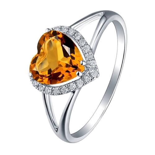 Mesnt Verlobungsring Frauen, 18K Weißgold Ring für Frauen with Citrin 1.43ct und Im Labor hergestellter Diamant, Größe 60 (19.1) von Mesnt