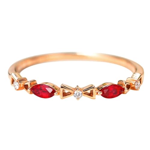 Mesnt Verlobungsring Frauen Damen, 18K Rotgold Ring für Damen with Im Labor hergestellter Rubin 0.15ct und Im Labor hergestellter Diamant, Größe 63 (20.1) von Mesnt