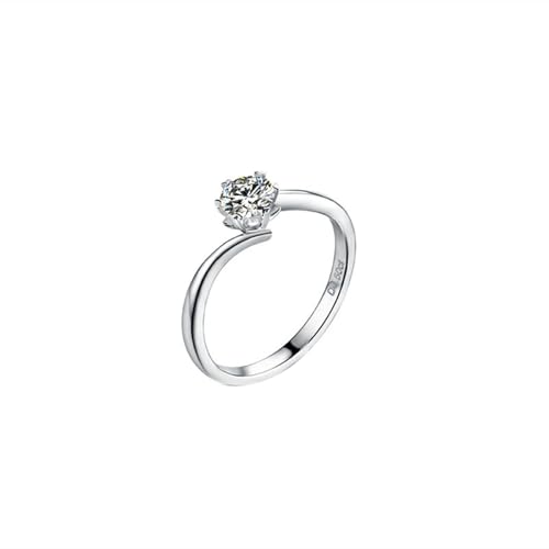 Mesnt Verlobungsring Frauen Damen, 18K Weißgold Ring für Frauen with Moissanit 0.5ct, Größe 61 (19.4) von Mesnt