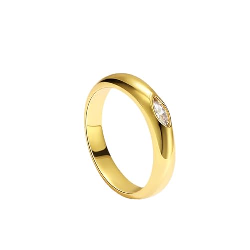 Mesnt Verlobungsring Frauen Damen, 4MM Damen 9K/14K/18K Gelbgold Solitärring poliert mit Marquise-förmigem Moissanit, Größe 47 (15.0) von Mesnt