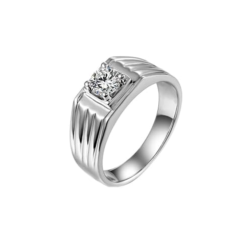 Mesnt Verlobungsring Herren, 14K Weißgold Ring für Herren with Moissanit, Größe 70 (22.3) von Mesnt
