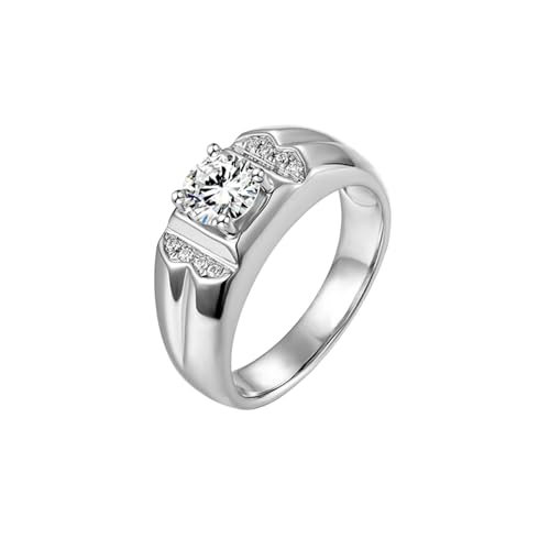 Mesnt Verlobungsring Herren, 18K Weißgold Ring für Herren with Moissanit, Größe 62 (19.7) von Mesnt