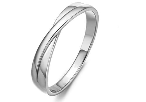 Mesnt Verlobungsring Herren, 3.8MM 18K Weißgold Ring für Herren with Kein Edelstein, Größe 49 (15.6) von Mesnt