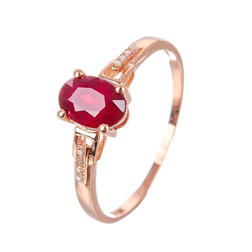 Mesnt Verlobungsring Rosegold, 18K Rotgold Ring für Frauen with Im Labor hergestellter Rubin und Im Labor hergestellter Diamant, Größe 60 (19.1) von Mesnt