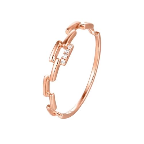 Mesnt Verlobungsring Rosegold, Damen 9K Roségold Geometrischer Ring mit Moissanit (Größe Anpassen) von Mesnt