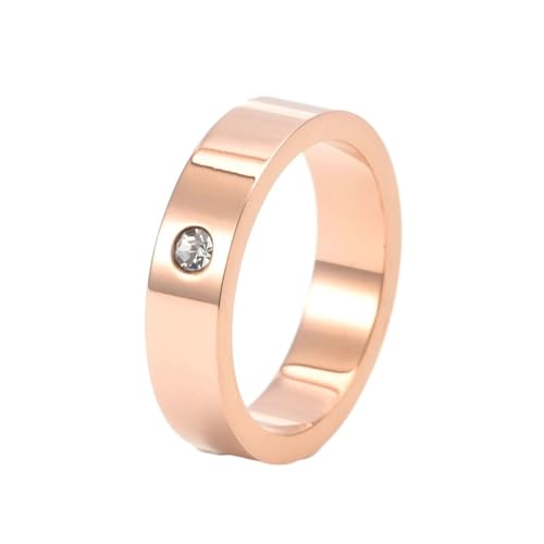 Mesnt Verlobungsring Rosegold, Glatte Eheringe mit Zirkonia 5MM breit aus Edelstahl für Unisex Rotgold, Größe 52 (16.6) von Mesnt