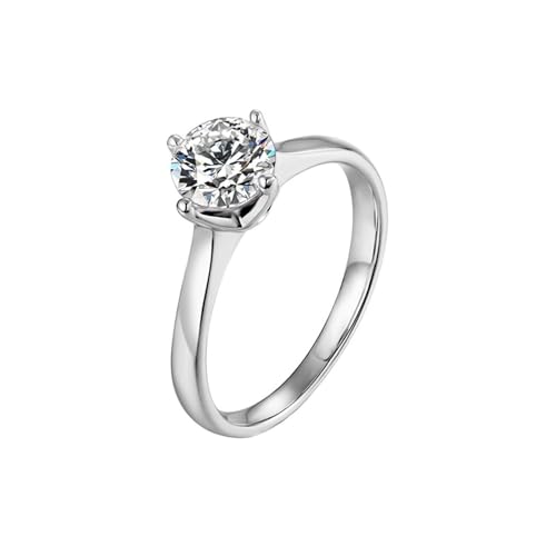 Mesnt Verlobungsring für Frauen, 14K Weißgold Ring für Frauen with Moissanit 0.7ct, Größe 52 (16.6) von Mesnt
