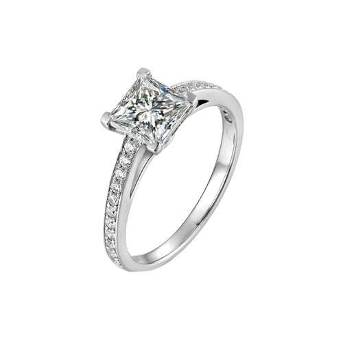 Mesnt Verlobungsring für Frauen, 18K Weißgold Ring für Frauen with Moissanit 0.7ct, Größe 65 (20.7) von Mesnt