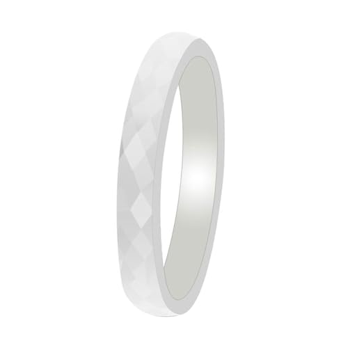 Mesnt Verlobungsringe, 3MM Facettierte Mode Keramik Ring für Herren Damen Weiß, Größe 57 (18.1) von Mesnt