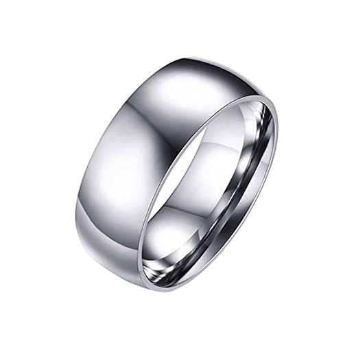 Mesnt Verlobungsringe, Edelstahl Einfaches Band 6MM Ring Damen Silber, Größe 62 (19.7) von Mesnt