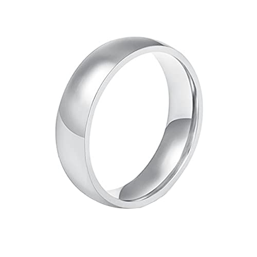 Mesnt Verlobungsringe, Edelstahl Gewölbte Komfortpassform 6MM Ring Damen Silber, Größe 70 (22.3) von Mesnt