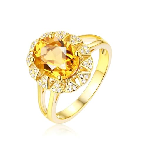 Mesnt Verlobungsringe Für Damen, 18K Gelbgold Ring für Damen with Citrin 2.37ct und Im Labor hergestellter Diamant, Größe 58 (18.5) von Mesnt