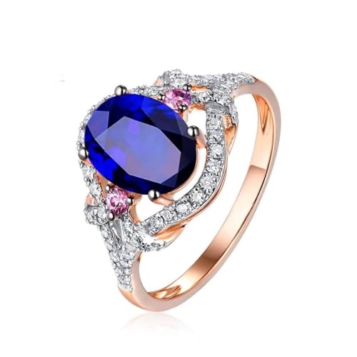 Mesnt Verlobungsringe Für Frauen Damen, 18K Weißgold Ring für Frauen with Im Labor hergestellter Saphir 1.1ct und Im Labor hergestellter Diamant, Größe 57 (18.1) von Mesnt