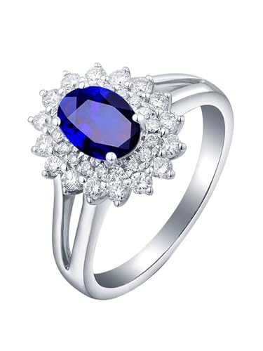 Mesnt Verlobungsringe Für Frauen Damen, 18K Weißgold Ring für Frauen with Topas 1.3ct und Im Labor hergestellter Diamant, Größe 60 (19.1) von Mesnt