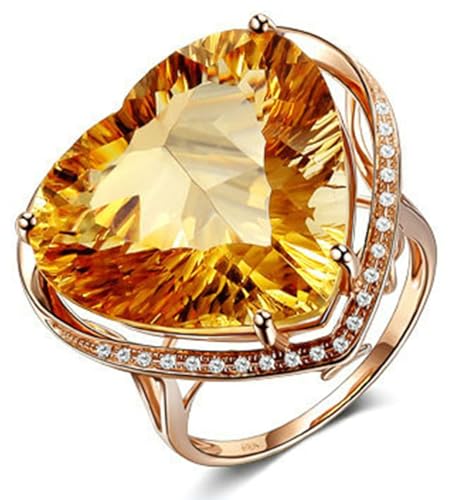 Mesnt Verlobungsringe für Frauen, 18K Rotgold Ring für Frauen with 18x19mm Citrin 17ct und Im Labor hergestellter Diamant, Größe 58 (18.5) von Mesnt