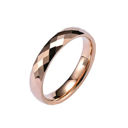 Mesnt Wolfram Ringe, Herren/Damen Hochzeit Ringe Geschliffene Facettenringe Ring 4MM, Roségold, Größe 52 (16.6) von Mesnt