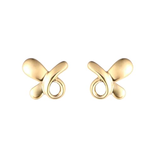 Modeschmuck Ohrringe, 9K Gelbgold Glatte Schmetterlings-Ohrstecker für Damen von Mesnt