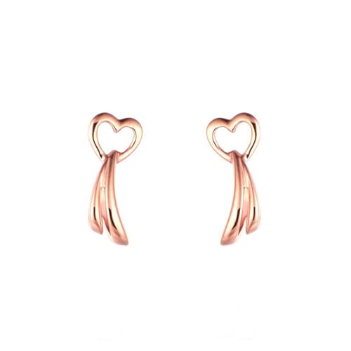 Modeschmuck Ohrringe, Damen 18K Roségold Herzförmige Ohrstecker mit Schleife von Mesnt