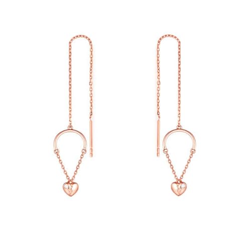 Modeschmuck Ohrringe, Damen 18K Roségold Ohrhänger mit Herzanhänger von Mesnt