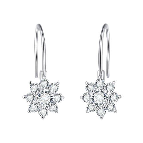 Ohrhänger Frauen, Damen Sterling Silber Sonnenblumen-Moissanit-Ohrhänger, 0,5 ct x 2 Stück von Mesnt