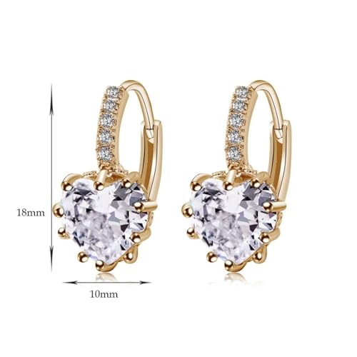 Ohrringe Creolen Gold, Damen Creolen aus 14 Karat Gelbgold Creolen- und Herzform mit Moissanit von Mesnt