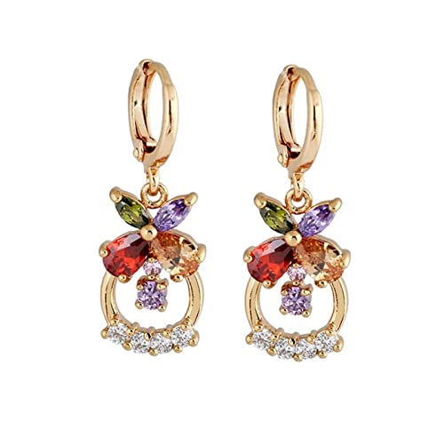 Ohrringe Creolen Gold, Damen Creolen aus 18 Karat Gelbgold Anhänger in Reifen- und Schmetterlingsform mit Amethyst, Rubin, Granat, Citrin und rundem Labordiamanten Ohrringe Creolen Gold, Damen Creolen aus 18 Karat Gelbgold Anhänger in Reifen- und Schmetterlingsform mit Amethyst, Rubin, Granat, Citrin und rundem Labordiamanten von Mesnt