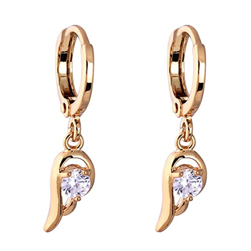 Ohrringe Creolen Gold, Damen Creolen aus 18 Karat Gelbgold Creolen mit Wassertropfen und rundem Moissanit von Mesnt