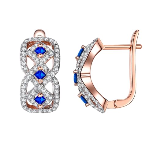 Ohrringe Creolen Rosegold, Frauen Creolen aus 18 Karat Rotgold Unendlichkeit mit blauem Saphir und im Labor hergestelltem Diamanten Ohrringe Creolen Rosegold, Frauen Creolen aus 18 Karat Rotgold Unendlichkeit mit blauem Saphir und im Labor hergestelltem Diamanten von Mesnt