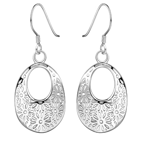Ohrringe Damen, Frauen Ohrhänger aus 18 Karat Weißgold Retro-Muster von Mesnt