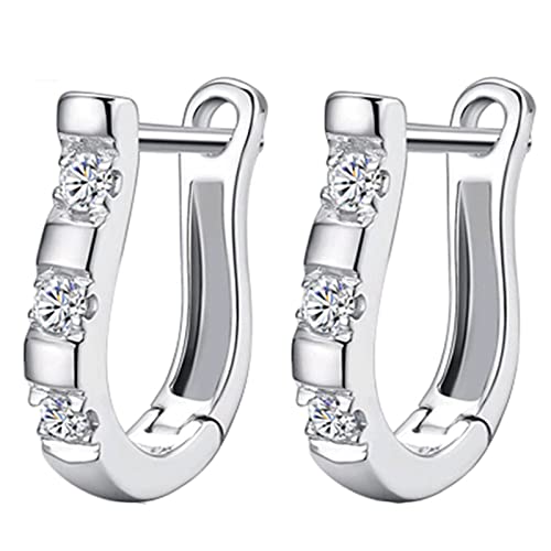Ohrringe Damen Creolen, Frauen Creolen aus 9 Karat Weißgold U-Form mit weißem Moissanit von Mesnt