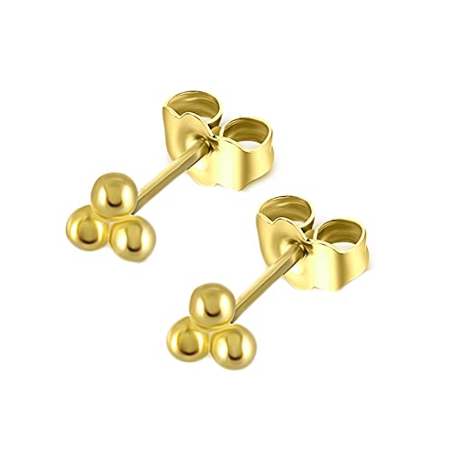 Ohrringe Damen Creolen, Sterling Silber 3 Kugeln Ohrstecker Gold von Mesnt