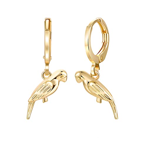 Ohrringe Gold, Damen Ohrhänger aus 14 Karat Gelbgold Kleiner Vogel von Mesnt